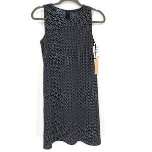 Halogen Navy White Polka Dot Sleeveless Shift Mini Dress NWT Women XS